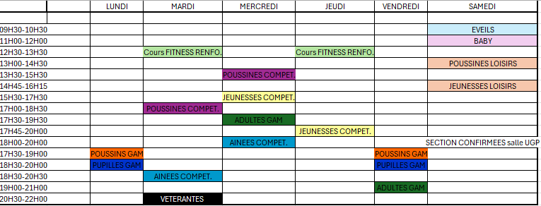 ENTRAINEMENTS 2025 2026